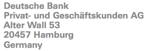 Deutsche Bank 限制提領帳戶 開通地址