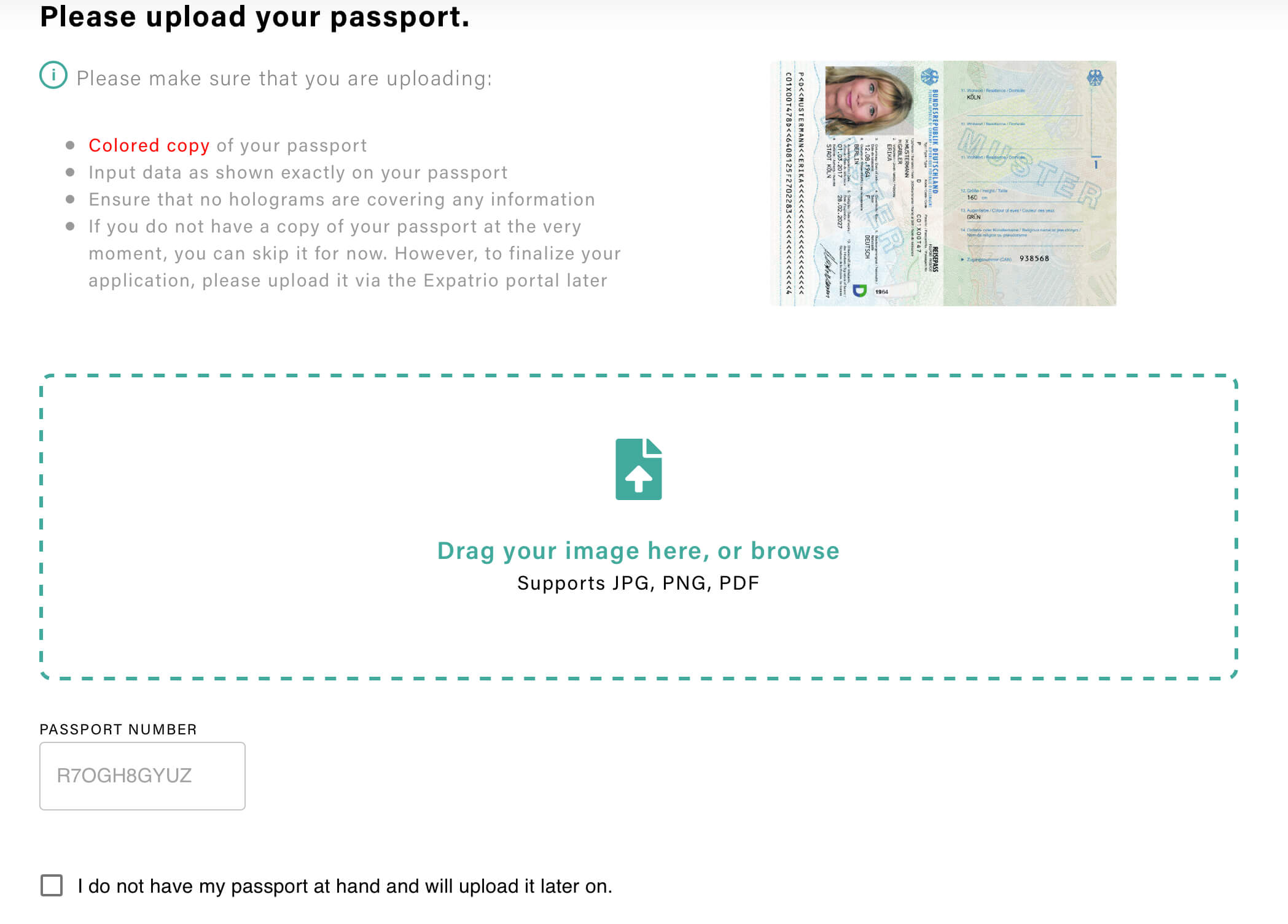 Expatrio 上傳護照,請檢察相關規定