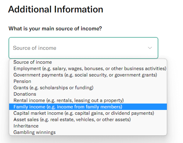輸入 收入來源 (Source of income)