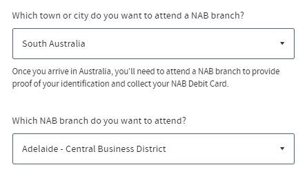 Which NAB branch do you want to attend?