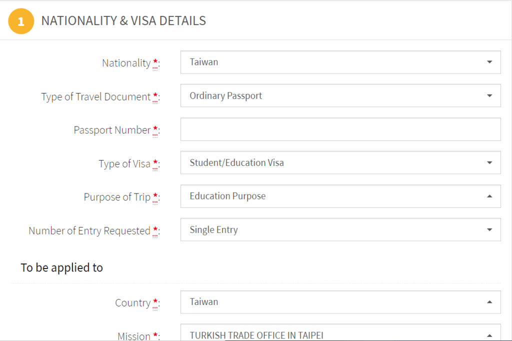 2022 土耳其留學簽證 - Nationality and Visa Details