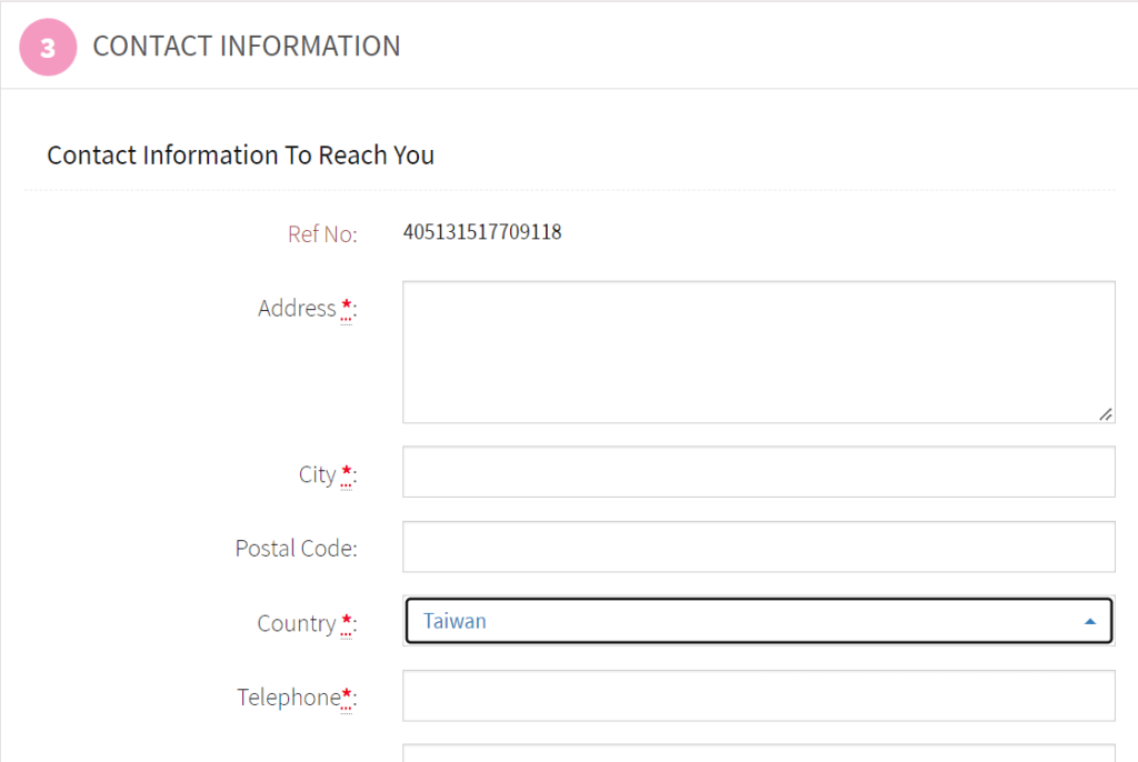 Contract Information 主要為家裡及個人聯絡資訊