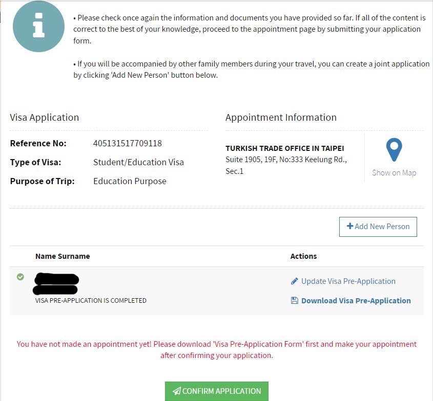 土耳其 留學簽證 Download Visa Pre-Application