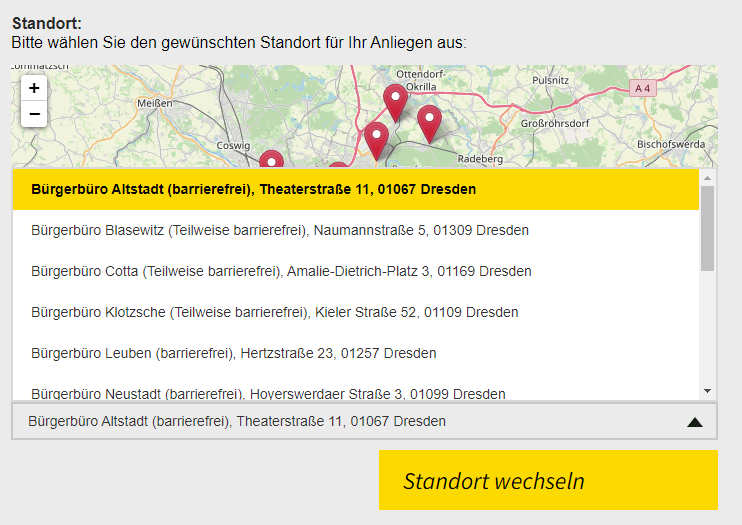 選取德勒斯登入籍辦理地點