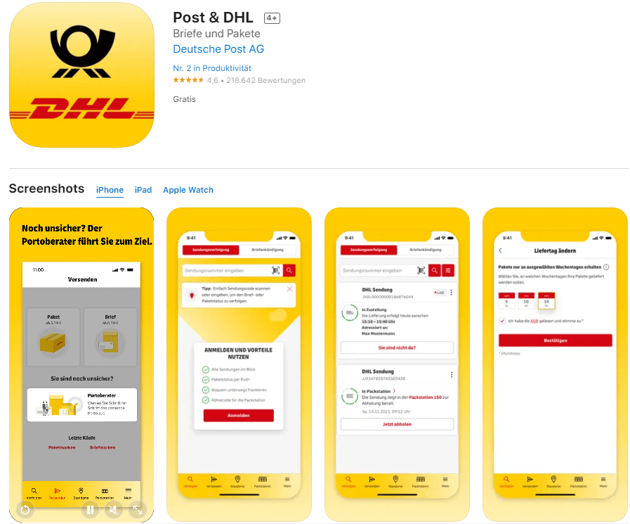 DHL App 操作方式說明 (如何寄送到 Packstation)