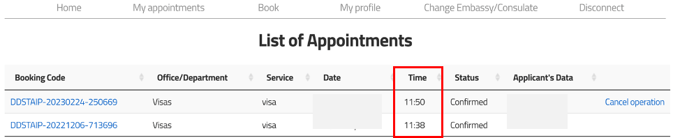 回到我的預約 (my appointments)，確定自己預約的時間成功，同時信箱也會收到預約細節的通知喔