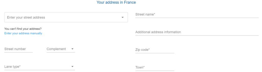 居住地址盡量填寫清楚正確，因為法國通知都是實體郵寄（而非email），如果地址填錯而沒收到到信的話，你不會掌握目前的辦理進度，總而言之就是會很麻煩。