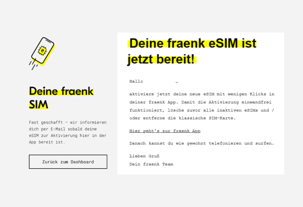 等待系統處理,處理完會寄信通知可以啟用 eSIM
