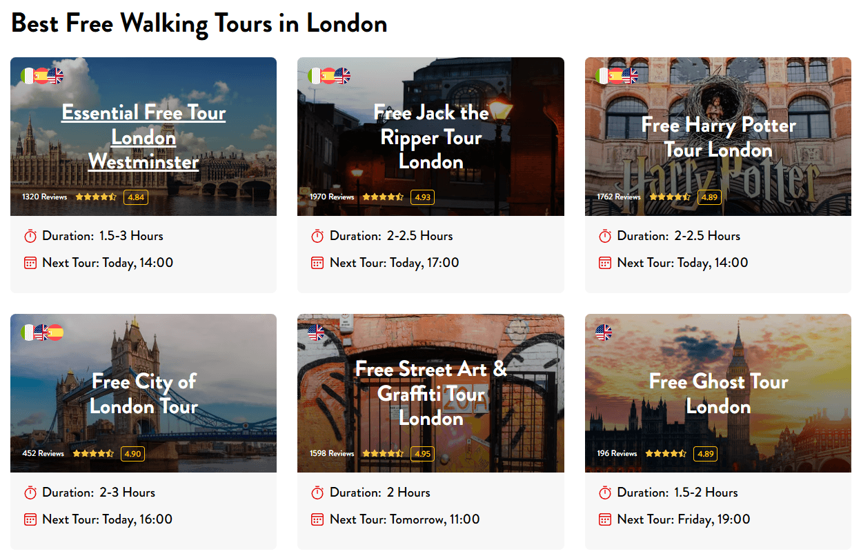 Free tour 在倫敦很是盛行，在網路上搜尋 London Free tour 便可以找到許多選擇，筆者這次是在 Strawberry tours 上預訂