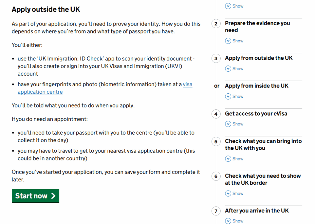 英國學生簽證-線上申請流程