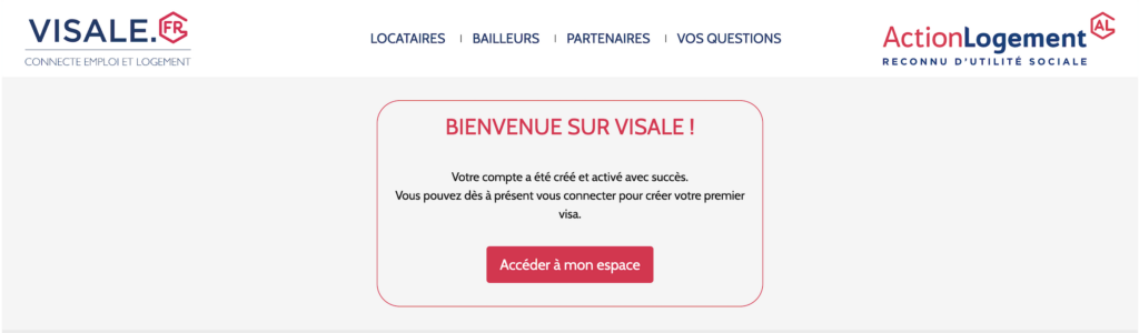 成功的話,可以點Accéder à mon espace 回到主頁去建立你的申請