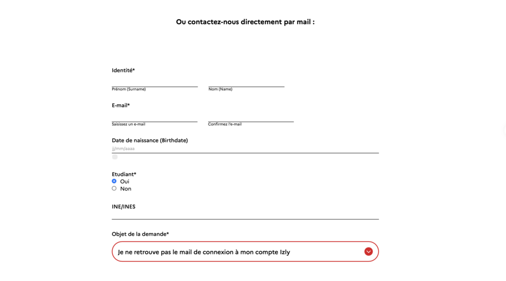 一直沒收到 Izly 啟用信的問題選：Je ne retrouve pas le mail de connexion à mon compte Izly